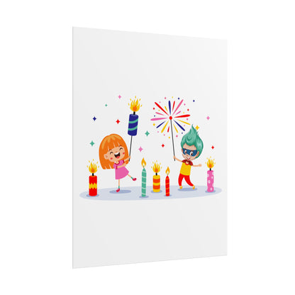 Rolled Posters - Super kiddo lighting fireworks - [[{"value":"Wonderwear Kid"}]]