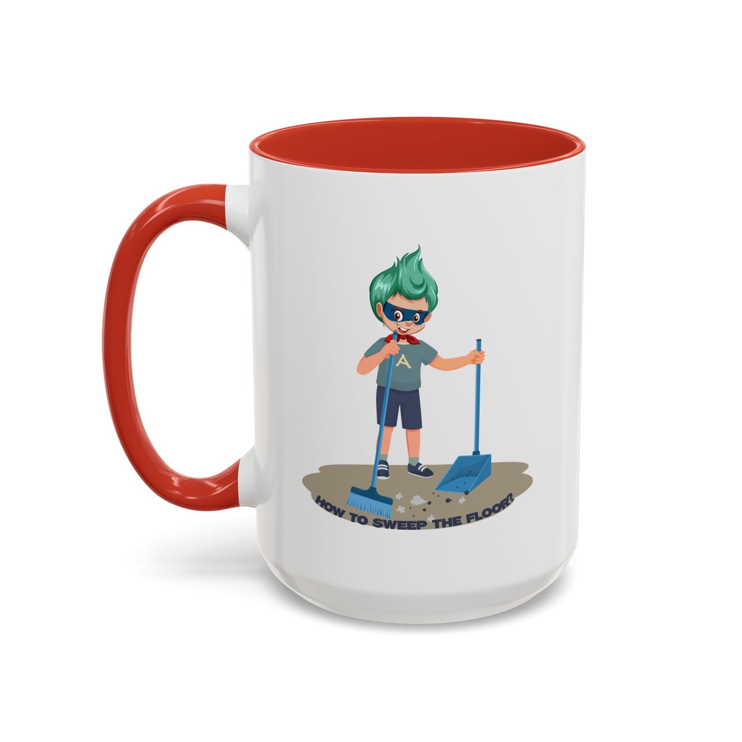Accent Coffee Mug - Super kiddo sweeping floor