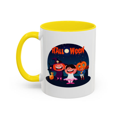 Accent Coffee Mug - Super kiddo wearing pumpkin - [[{"value":"Wonderwear Kid"}]]