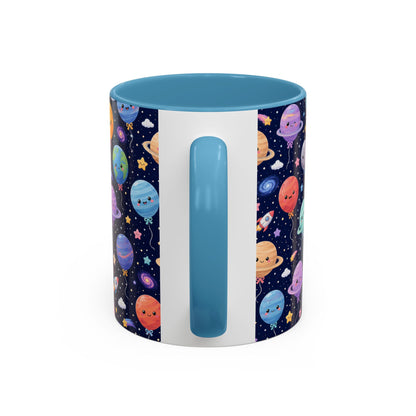 Accent Coffee Mug (11/15 oz) - Kawaii Space Balloon Planet