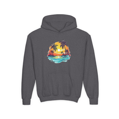 Youth Heavy Blend Hooded Sweatshirt - Summer tropical Printify