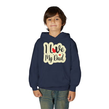 Youth Heavy Blend Hooded Sweatshirt - i love my dad Printify