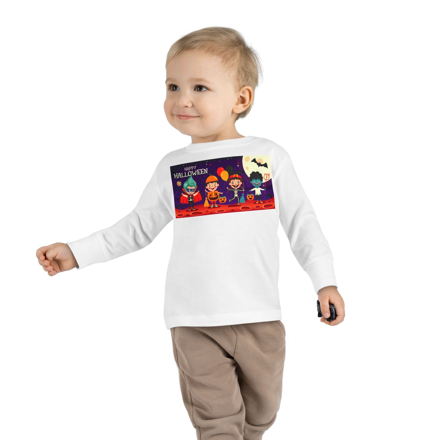 Toddler Long Sleeve Tee - Super kiddo with friends on holloween
