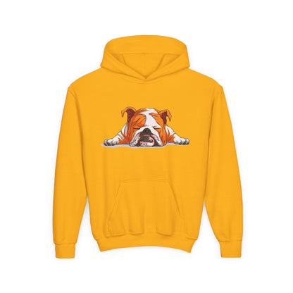 Youth Heavy Blend Hooded Sweatshirt -  Sleeping english bulldog Printify