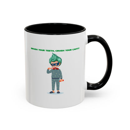 Accent Coffee Mug - Super kiddo brushing teeth - [[{"value":"Wonderwear Kid"}]]