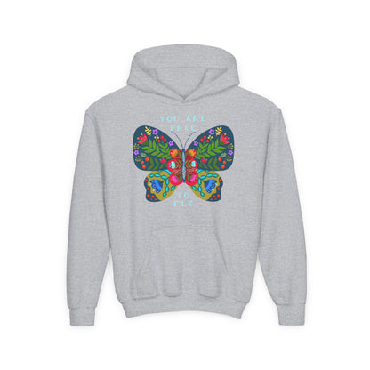 Youth Heavy Blend Hooded Sweatshirt - You are free to fly Printify