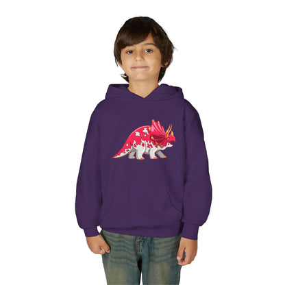 Youth hoodie with fun triceratops dinosaur design Printify