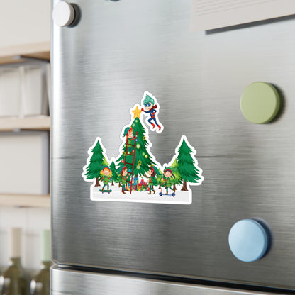 Christmas Kiss-Cut Vinyl Decals – Super kiddo putting the stars - [[{"value":"Wonderwear Kid"}]]