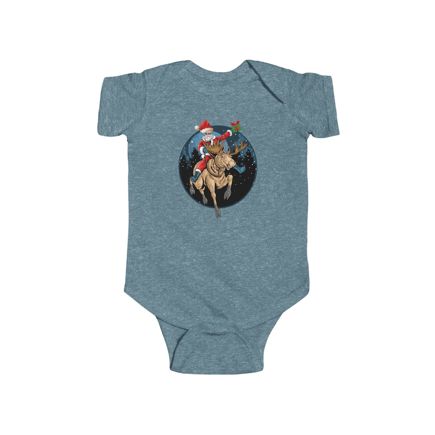 Infant Bodysuit - Super kiddo riding a reindeer - [[{"value":"Wonderwear Kid"}]]