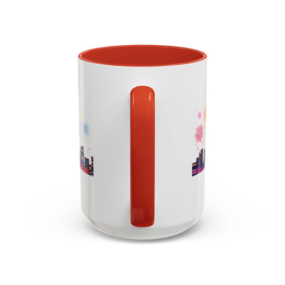 Accent Coffee Mug - Super kiddo with fireworks with text - [[{"value":"Wonderwear Kid"}]]