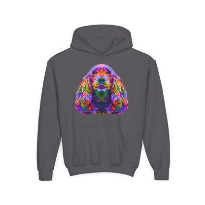 Youth hoodie with adorable golden retriever design Printify