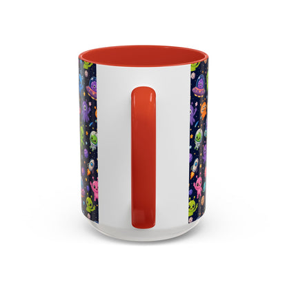 Accent Coffee Mug  (11/15 oz) - Cheerful Cartoon Alien Space