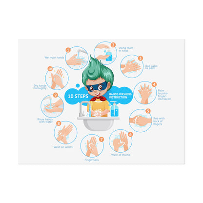 Rolled Posters - Super kiddo hand washing steps - [[{"value":"Wonderwear Kid"}]]