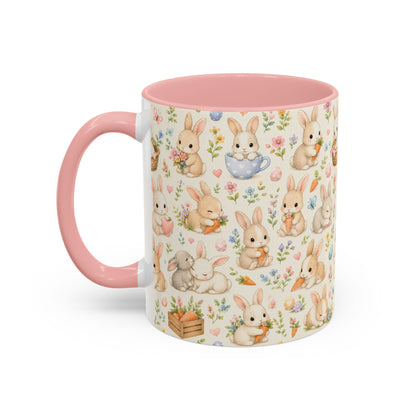 Accent Coffee Mug  (11/15 oz) - Pastel Bunny Garden Easter