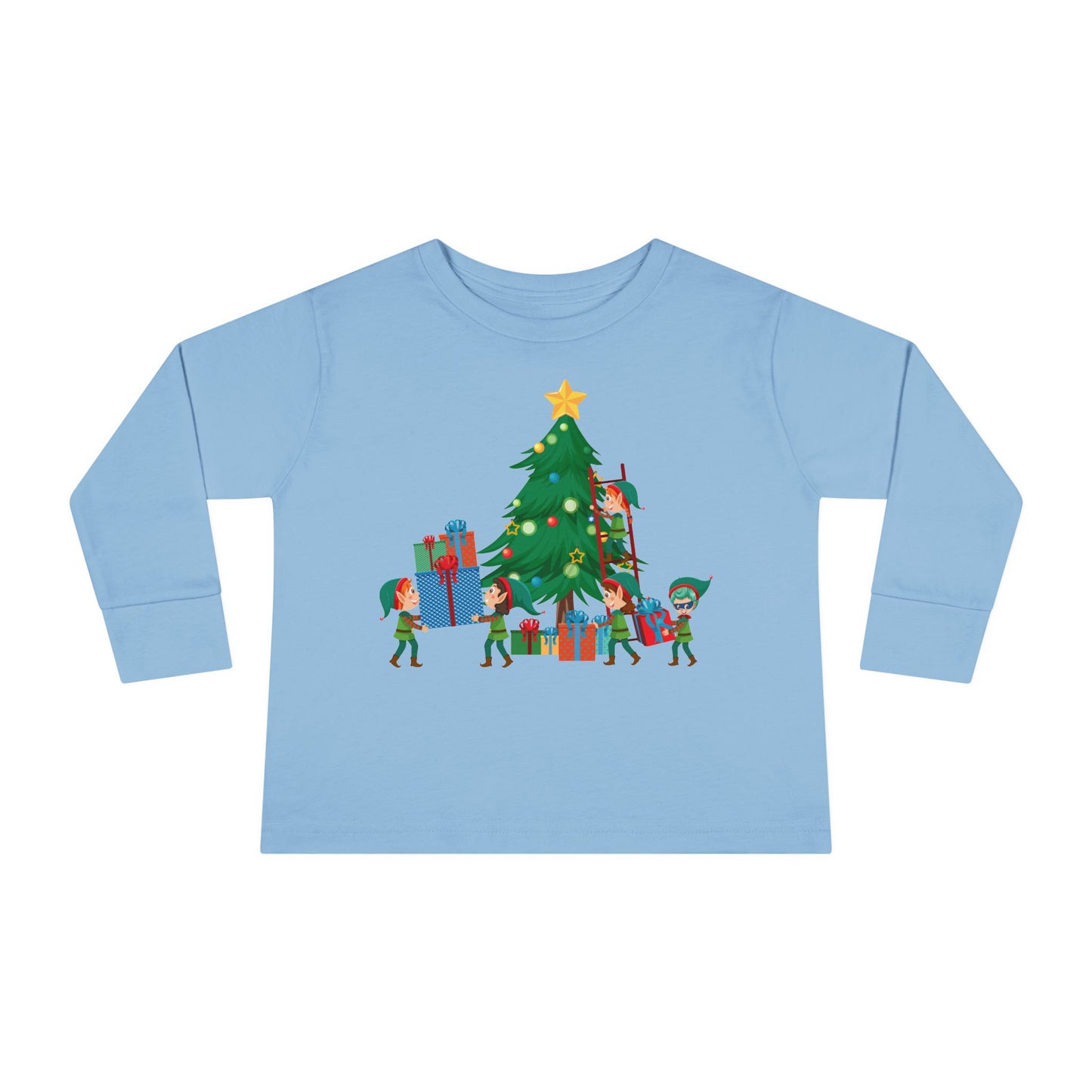 Toddler Long Sleeve Tee - Super kiddo putting gifts on christmas tree - [[{"value":"Wonderwear Kid"}]]
