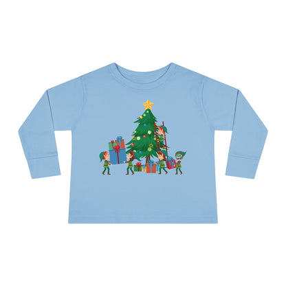 Toddler Long Sleeve Tee - Super kiddo putting gifts on christmas tree - [[{"value":"Wonderwear Kid"}]]