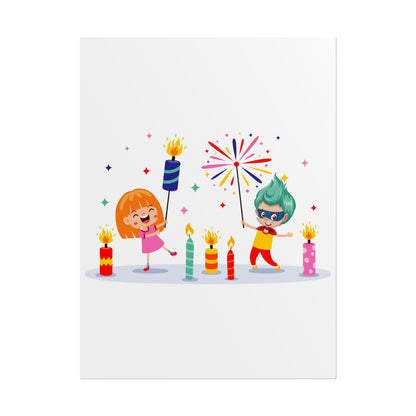 Rolled Posters - Super kiddo lighting fireworks - [[{"value":"Wonderwear Kid"}]]