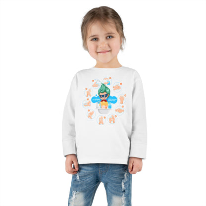 Toddler Long Sleeve Tee - Super kiddo hand washing steps - [[{"value":"Wonderwear Kid"}]]
