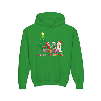 Youth Heavy Blend Hooded Sweatshirt - Super kiddo preparing gifts - [[{"value":"Wonderwear Kid"}]]