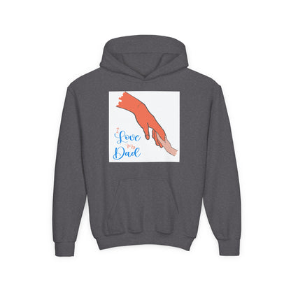 Youth Heavy Blend Hooded Sweatshirt -  Child and dad holding hands Printify
