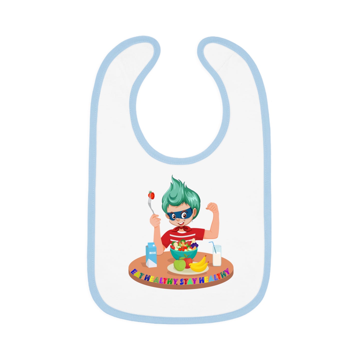 Baby Bib - super kiddo eating healthy food