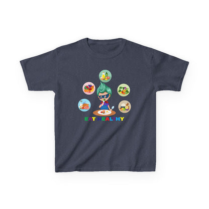 Kids Heavy Cotton™ Tee - Supper kiddo showing healthy food to eat - [[{"value":"Wonderwear Kid"}]]