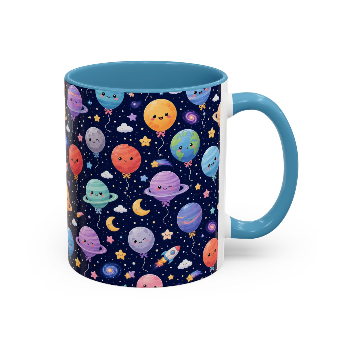 Accent Coffee Mug (11/15 oz) - Kawaii Space Balloon Planet