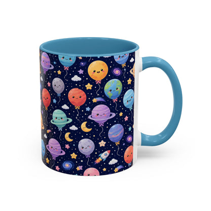 Accent Coffee Mug (11/15 oz) - Kawaii Space Balloon Planet
