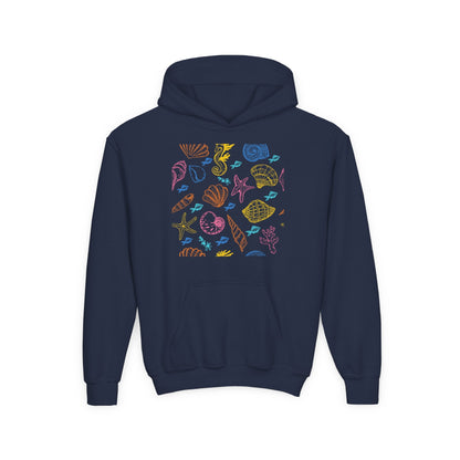 Youth Heavy Blend Hooded Sweatshirt - Sea creatures Printify