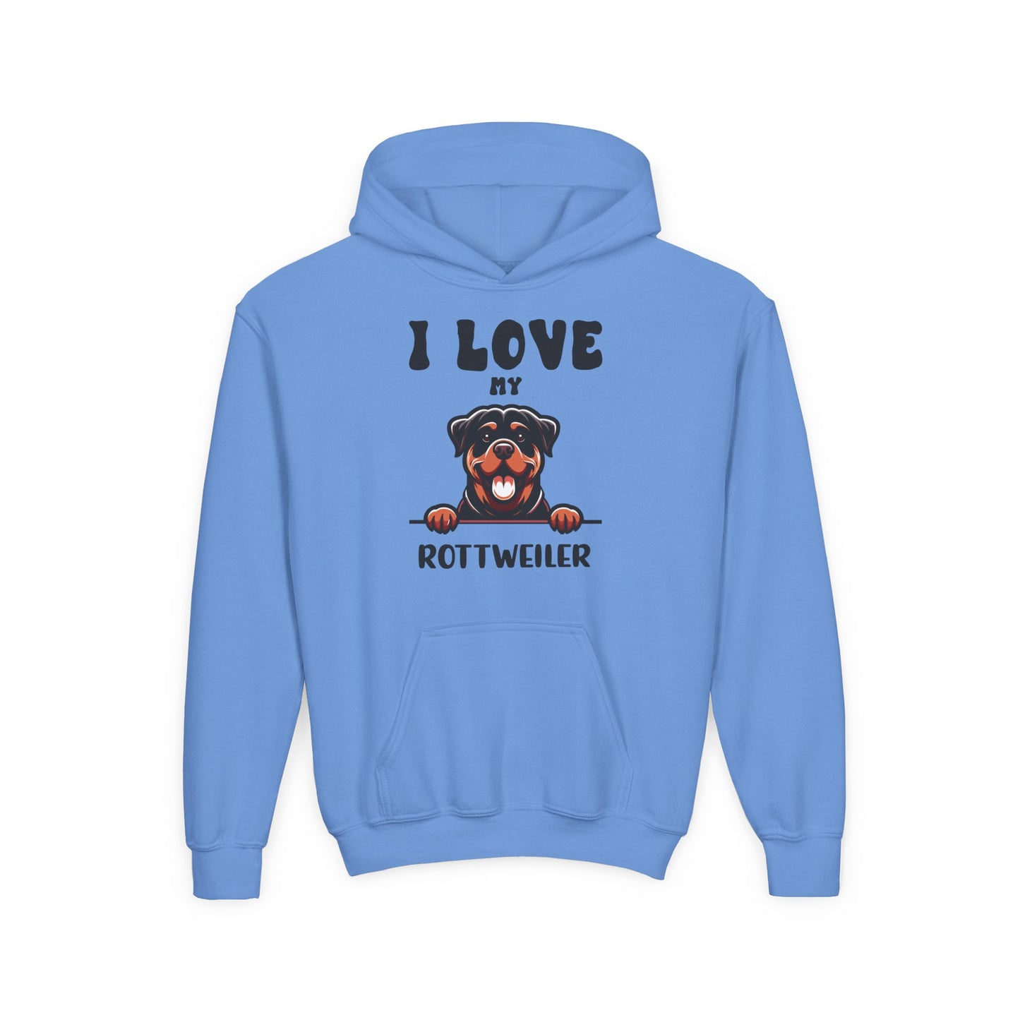 Youth Heavy Blend Hooded Sweatshirt - I love my Rottweiler