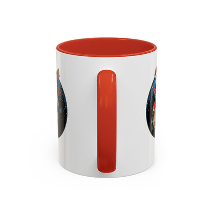 Accent Coffee Mug - Super kiddo riding a reindeer - [[{"value":"Wonderwear Kid"}]]