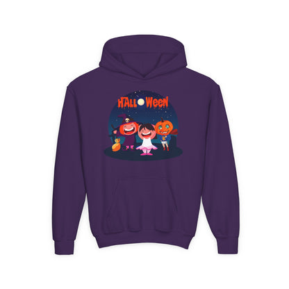 Youth Heavy Blend Hooded Sweatshirt - Super kiddo wearing pumpkin - [[{"value":"Wonderwear Kid"}]]