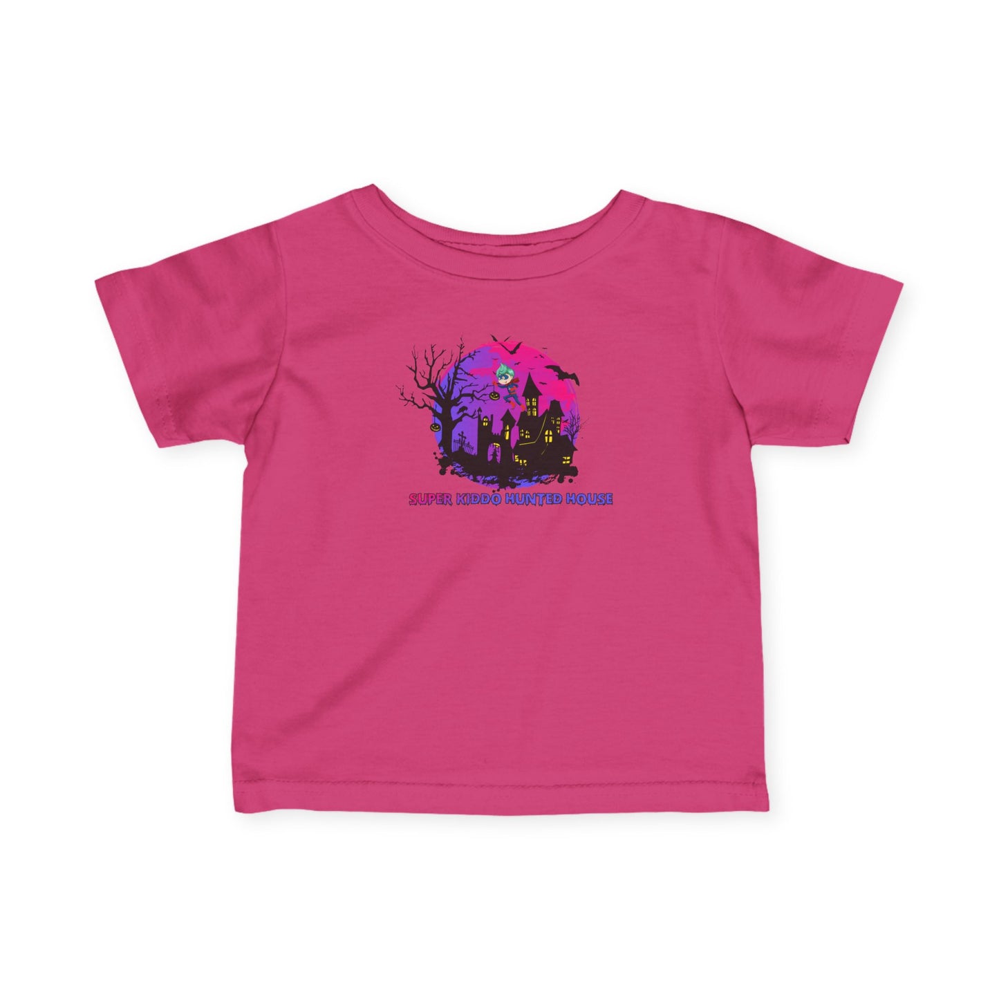 Infant Fine Jersey Tee - Super kiddo flying on hunted house