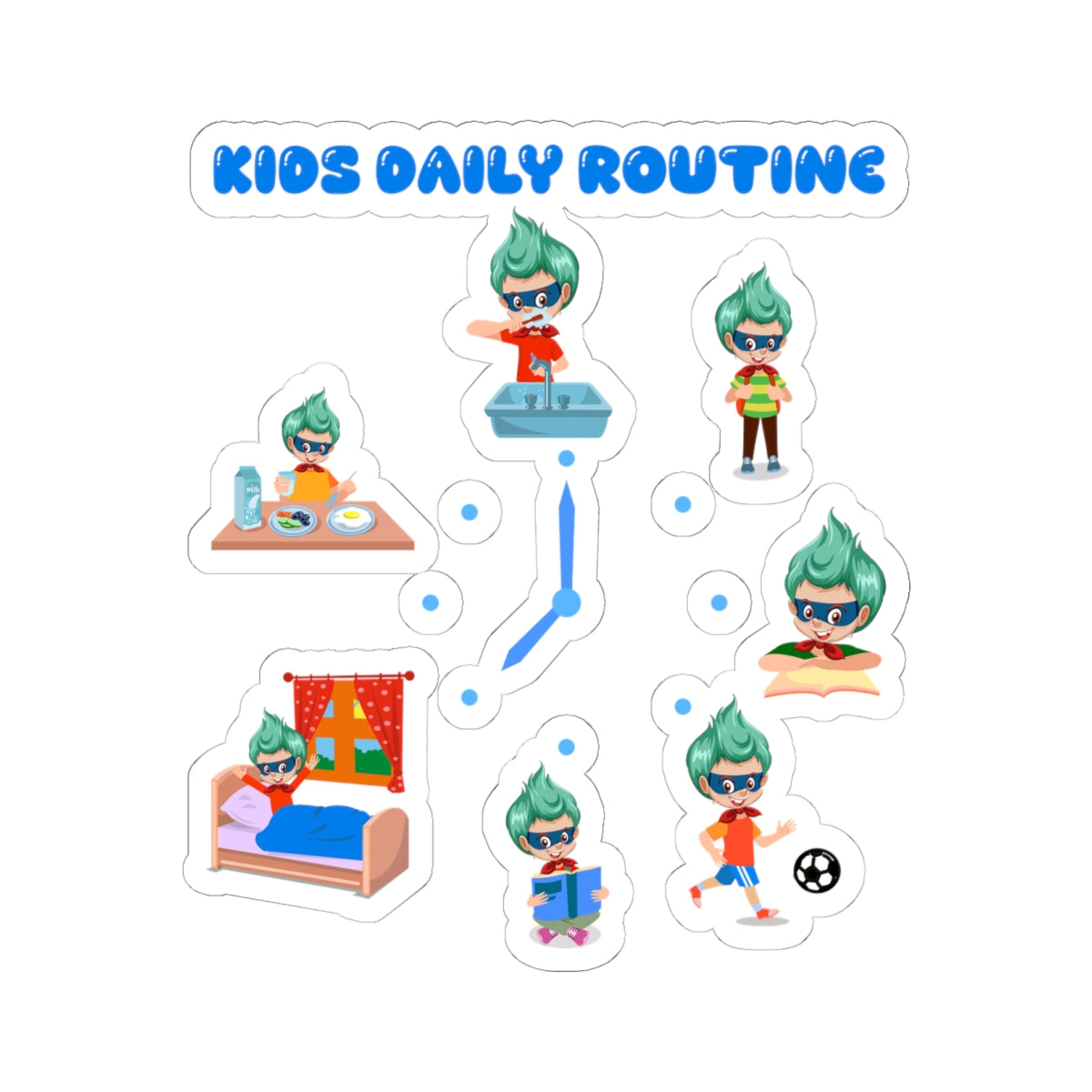 Kiss-Cut Stickers - Super kiddo daily routine - [[{"value":"Wonderwear Kid"}]]
