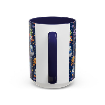 Galactic Robots Accent Coffee Mug — Cute Space Astronaut Pattern (11/15 oz)