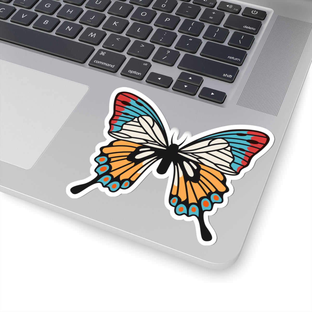 Kiss-Cut Stickers -Green - orange butterfly
