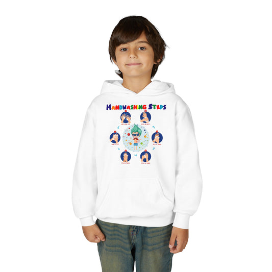 Youth Heavy Blend Hooded Sweatshirt - Super kiddo how to wash hand properly
