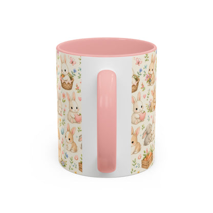 Accent Coffee Mug  (11/15 oz) - Pastel Bunny Garden Easter