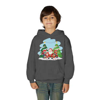Youth Heavy Blend Hooded Sweatshirt - Super kiddo with santa claus - [[{"value":"Wonderwear Kid"}]]