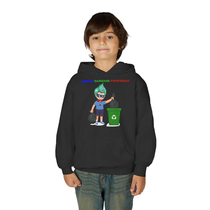 Youth Heavy Blend Hooded Sweatshirt - Super kiddo taking trash out - [[{"value":"Wonderwear Kid"}]]