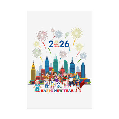 Rolled Posters - Happy new year with fireworks - [[{"value":"Wonderwear Kid"}]]