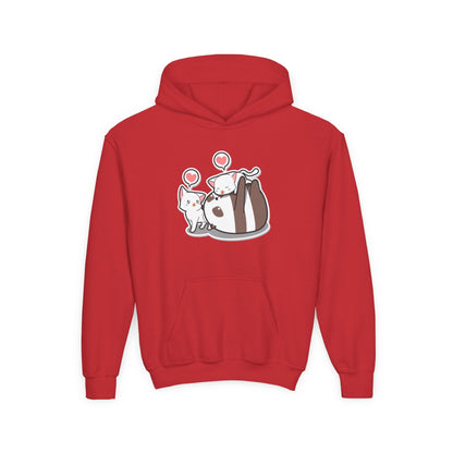 Youth Heavy Blend Hooded Sweatshirt - The Panda and Cat Printify