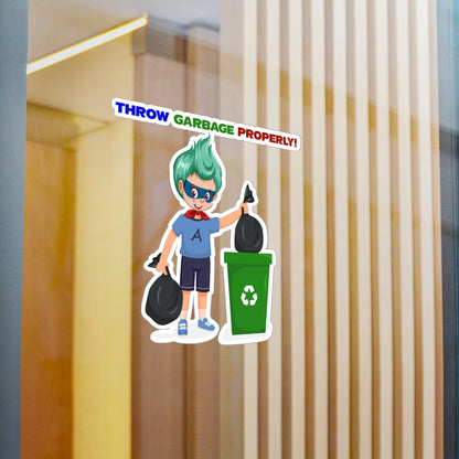 Halloween Kiss-Cut Vinyl Decals – Super kiddo taking trash out - [[{"value":"Wonderwear Kid"}]]