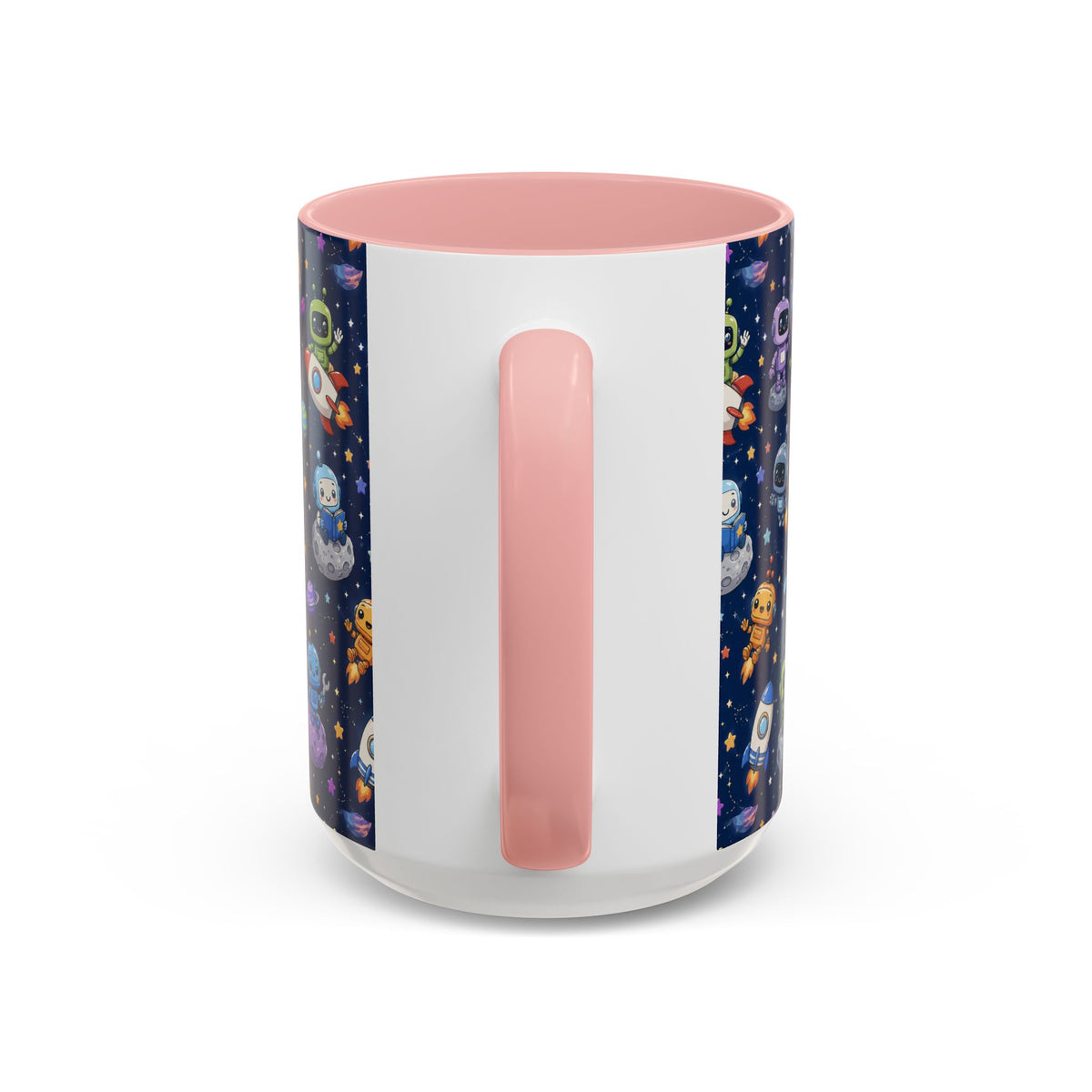 Galactic Robots Accent Coffee Mug — Cute Space Astronaut Pattern (11/15 oz)