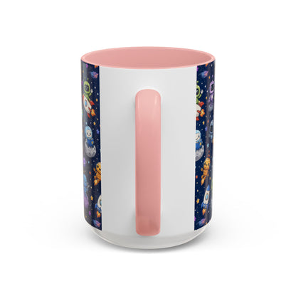 Galactic Robots Accent Coffee Mug — Cute Space Astronaut Pattern (11/15 oz)