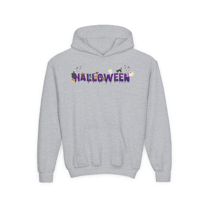 Youth Heavy Blend Hooded Sweatshirt - Holloween word Printify