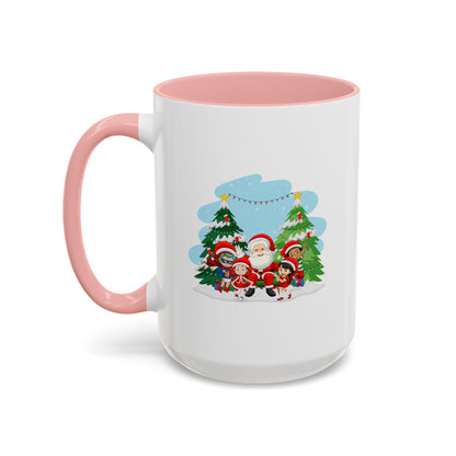 Accent Coffee Mug - Super kiddo with santa claus - [[{"value":"Wonderwear Kid"}]]