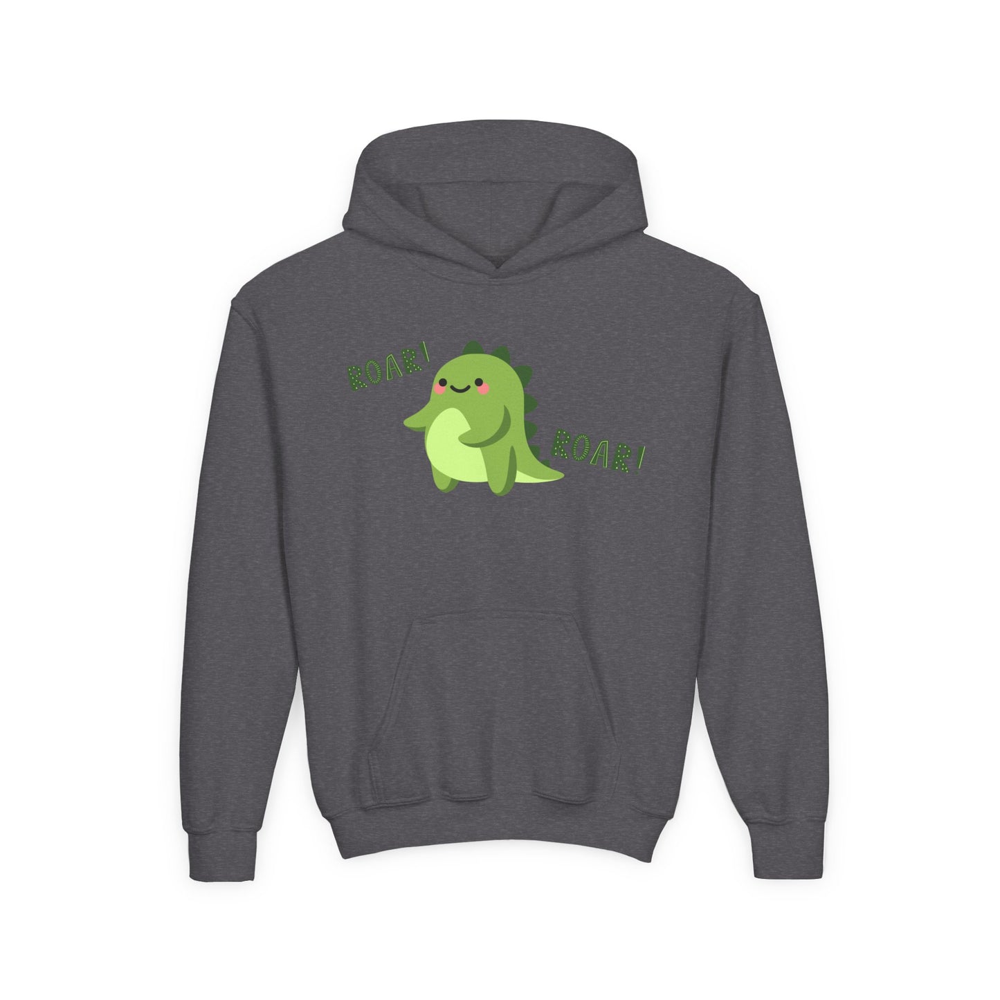 Youth Heavy Blend Hooded Sweatshirt - Cute Dinosaur Roar