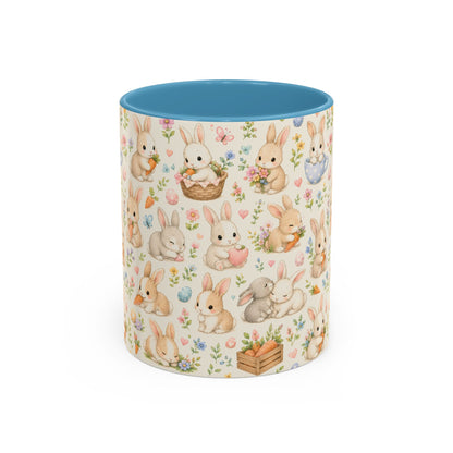 Accent Coffee Mug  (11/15 oz) - Pastel Bunny Garden Easter