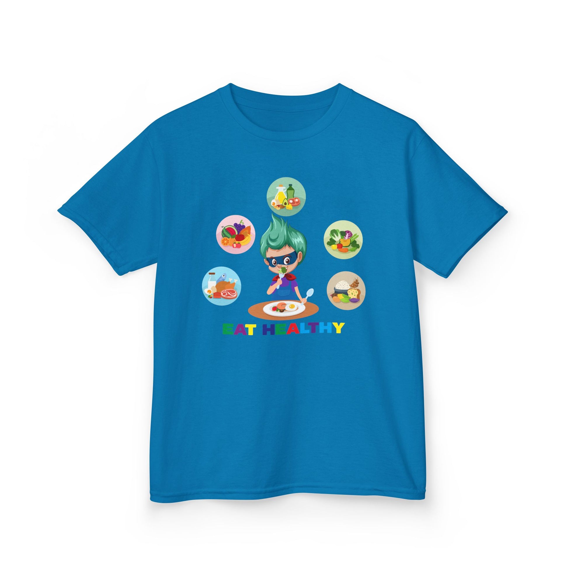 Kids Heavy Cotton™ Tee - Supper kiddo showing healthy food to eat - [[{"value":"Wonderwear Kid"}]]